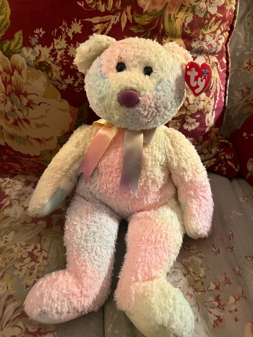 TY Pastel Rainbow Plush Bear - Soft Multicolor Kids Toy Groovy Bear